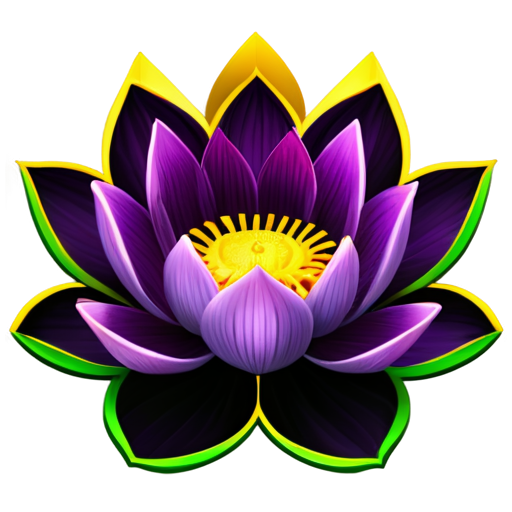 lotus flower golden with arrows rotating around it. purple accents - icon | sticker