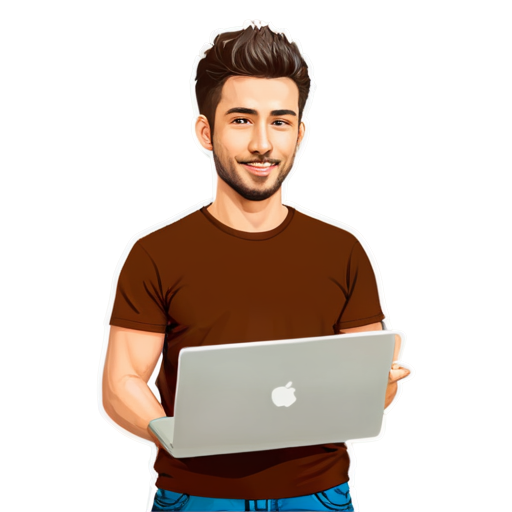 designer man with laptop - icon | sticker