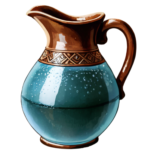 A Slavic amphora with water pouring over the edge - icon | sticker