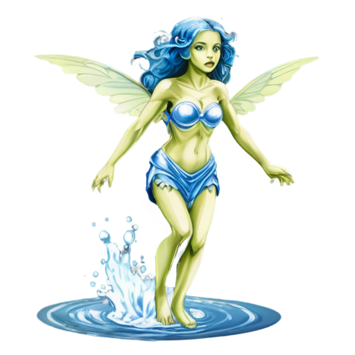 medieval water sprite, paint style - icon | sticker