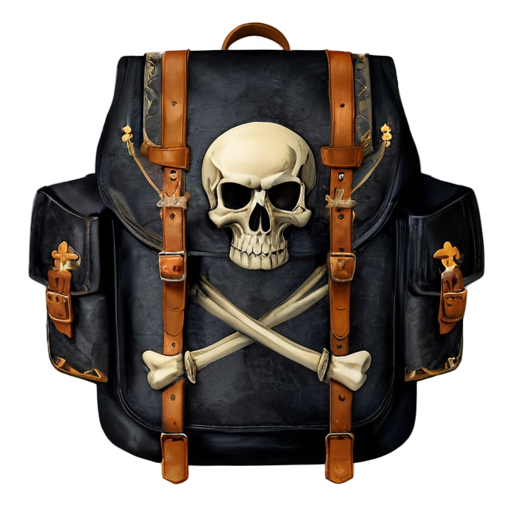 medieval backpack with skull and crossbones overlay - icon | sticker