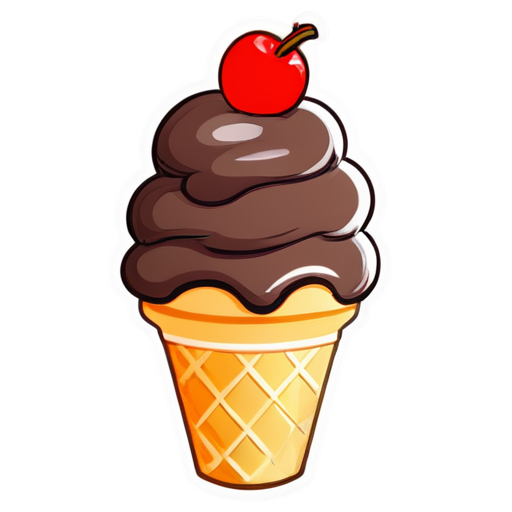 mascot Ice cream logo with cherry on top - icon | sticker