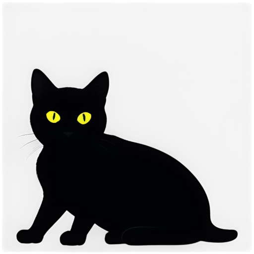 black cat with blue and yellow eyes - icon | sticker