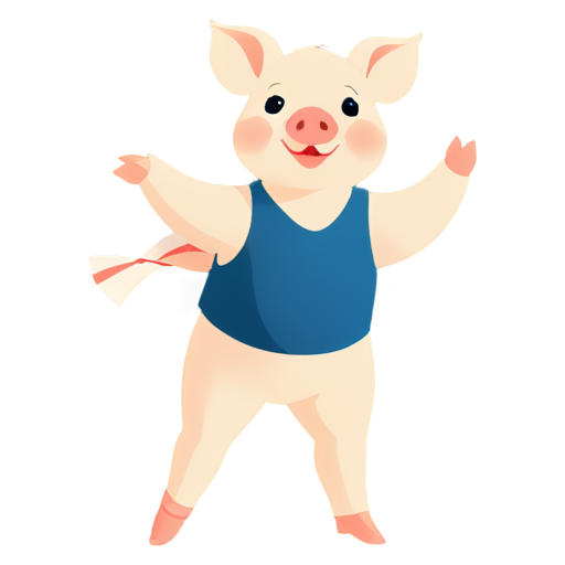 A little pig dancing ballet in a Chinese vest - icon | sticker