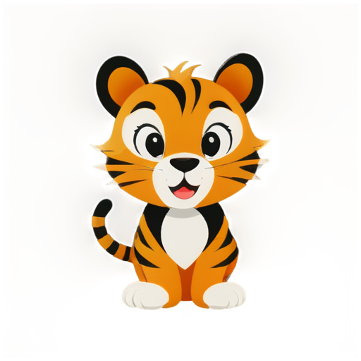 cute gentle Crazy Tiger, omoda c5, chery, fastback crossover, black- white - orange (red) background tone - icon | sticker