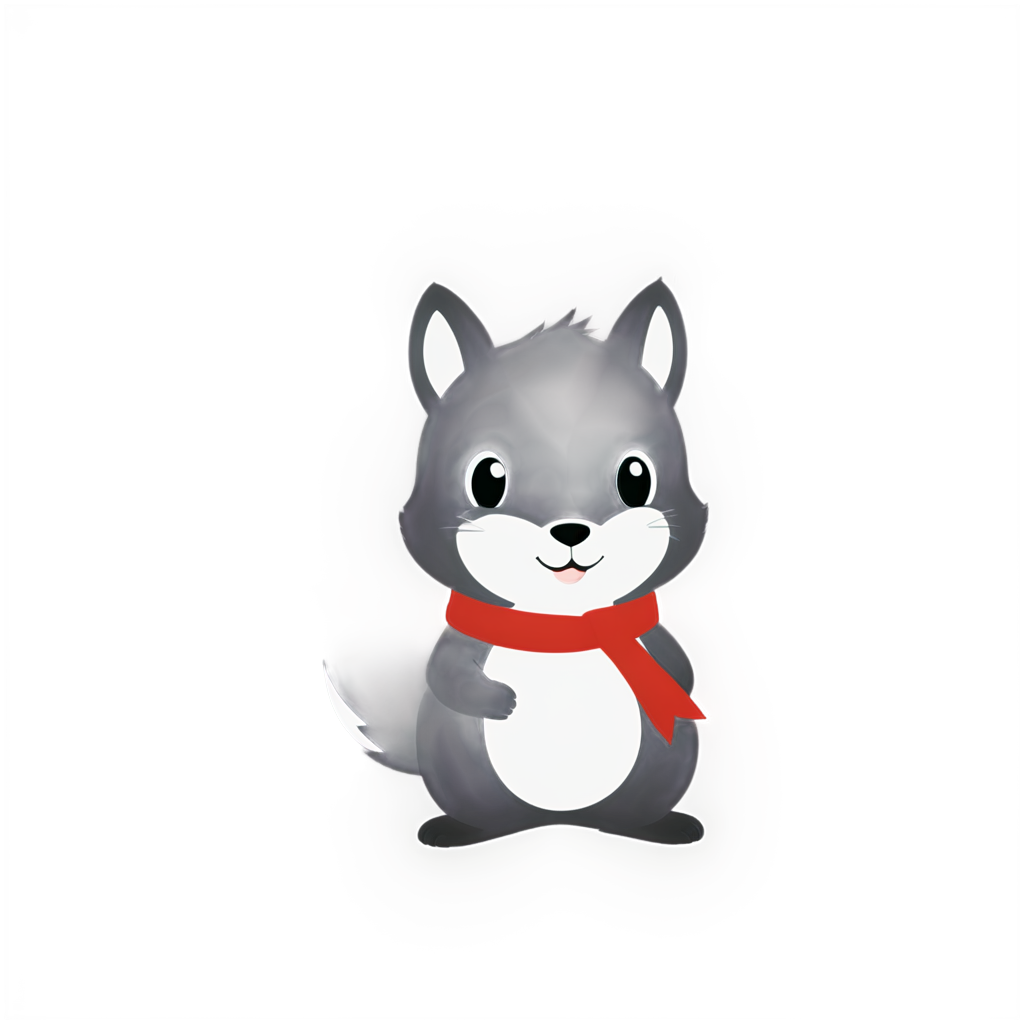 a black and white image of a Squirrel with a red scarf on its head,in the style of minimalistic japanese,colorful animations,logo,tupinipunk,soft and rounded forms,rinpa school,flat shapes,lovely,kawaii - icon | sticker