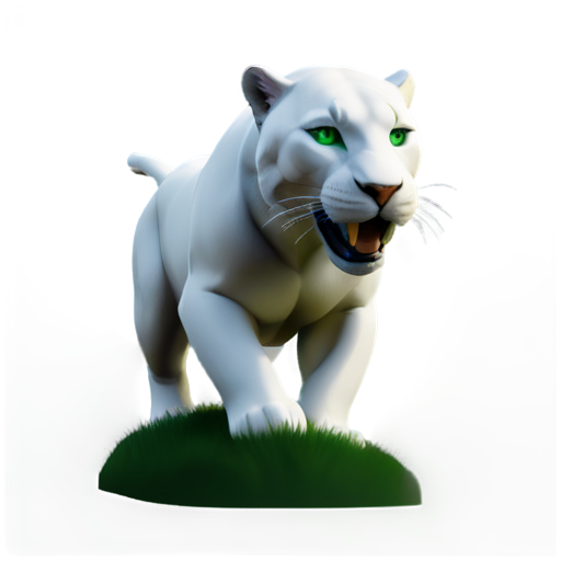 Realistic, large agressive White Panther, green mountains in background. Photorealistic render - icon | sticker