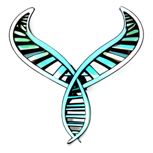 An inverted musical symbol with the middle connecting part as a DNA double helix structure. - icon | sticker