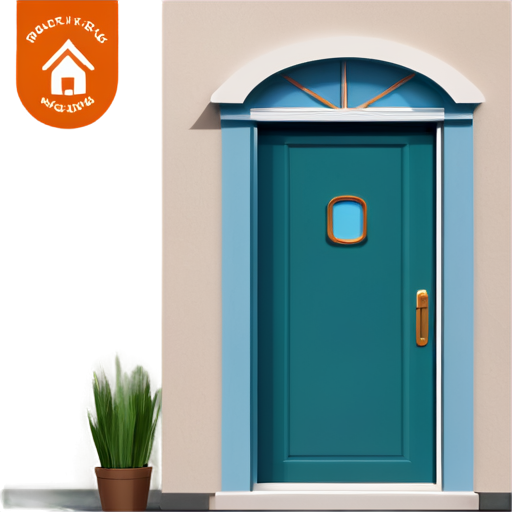 A modern, minimalistic 2D illustration representing an apartment rental service. The image features a stylized apartment building with rounded edges, emphasizing windows and a door. In front of the building is a small 'For Rent' sign, using a bolder color like orange or red. The building is in soft pastel colors, such as light blue or green, with white accents. The background is a flat color, like soft beige or light gray, creating a calm and friendly visual experience. The design has a smooth, matte finish with subtle shadows for depth. Symbols associated with long-term housing (house, key, handshake) Elements that emphasize communication (chat bubble, arrows) Neutral and calming colors (eg blue, grey, green) - icon | sticker