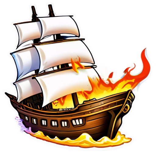 Burning ship - icon | sticker