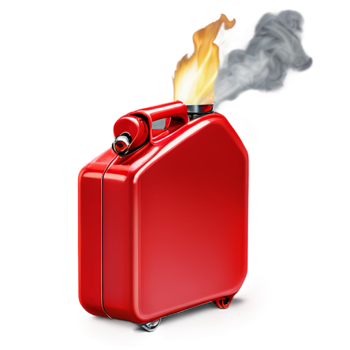 The red rectangular gasoline canister is on fire - icon | sticker