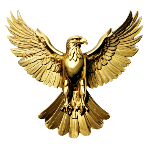 A Golden Ancient Roman Empire Eagle with its wings spread out and facing forward - icon | sticker