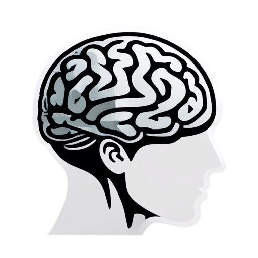 Neuroscience and ::brain Minimalism icon lineart Black and white - icon | sticker