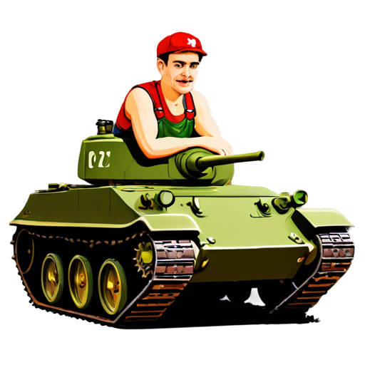 a Russian collective farmer on a Soviet tank cartoon icon for the youtube channel with the caption TaHkucT_TpakTopucT - icon | sticker