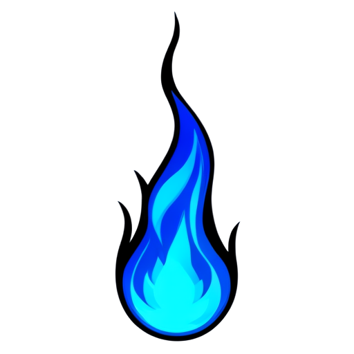 icon, magic flame, blue, round, anime, fantasy, visual novel, magic, 2d - icon | sticker