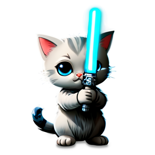 Cat with light saber - icon | sticker