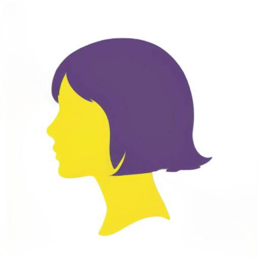 AI for fitting women's haircuts and hairstyles, it's a pretty logo. colors - parple and yellow - icon | sticker