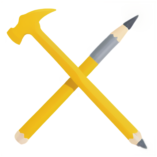 hammer and pencil crossed - icon | sticker