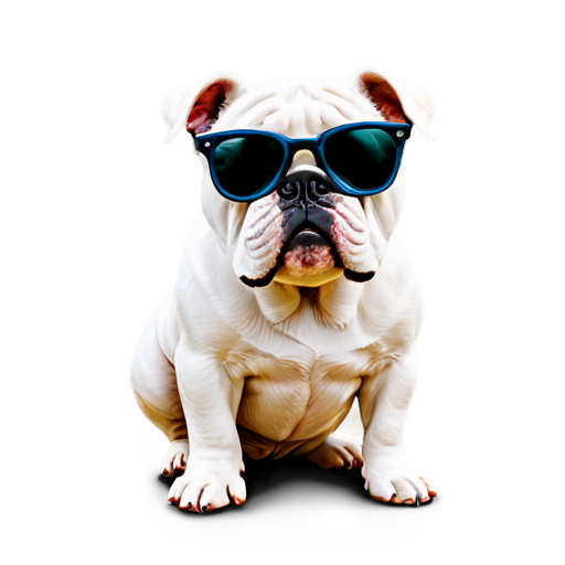 white bulldog with sunglass - icon | sticker