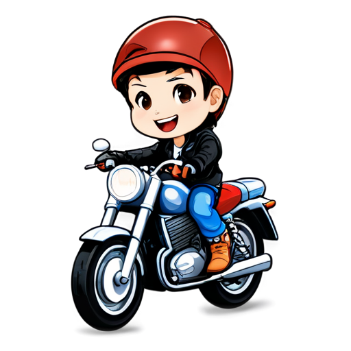 laughing motorcyclist - icon | sticker