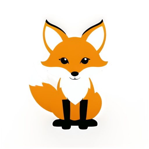 logo, cone-shaped, sharp corner at the bottom, black frame, image of a fox, standing on three legs, one bent. orange fox - icon | sticker