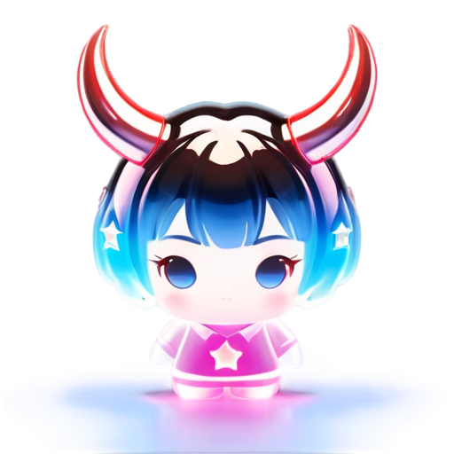 Taurus zodiac sign in the form of a woman on a dark background of stars. Cyberpunk anime style. - icon | sticker