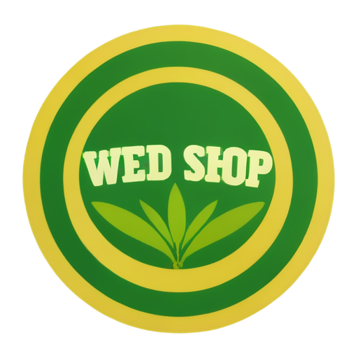 Title text "weed shop" stylized to match the logo - icon | sticker