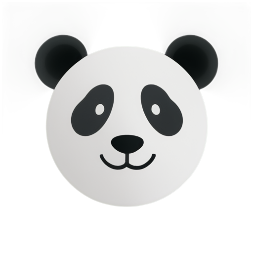 A pandas face, super simplistic, grey and white, modern logo - icon | sticker