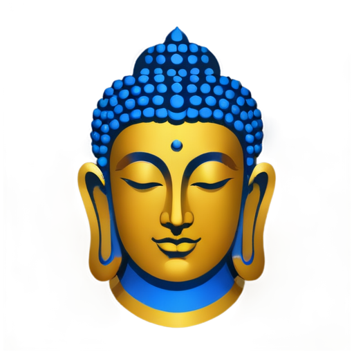 Buddha face gold and blue colours - icon | sticker