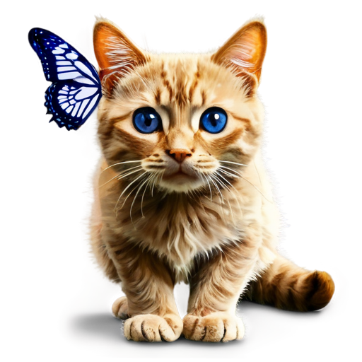 Cat and butterfly - icon | sticker