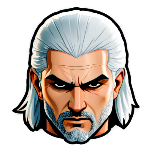 geralt`s head -witcher -cartoon sticker -big head - icon | sticker