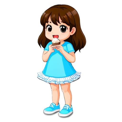 Girl eating ice-cream - icon | sticker