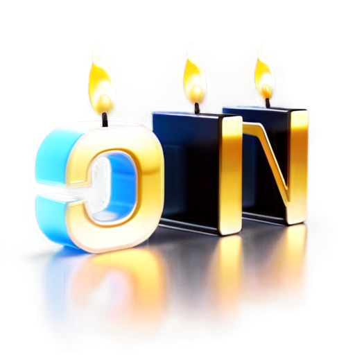 Letters "QN" in cyber trade style, black gold with candles - icon | sticker