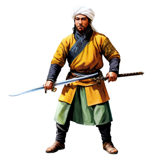 18 century central asia nomad warrior with sword - icon | sticker