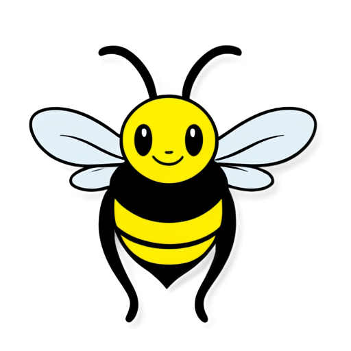 Flower shop Bee, flat style, minimalism, two colours - icon | sticker