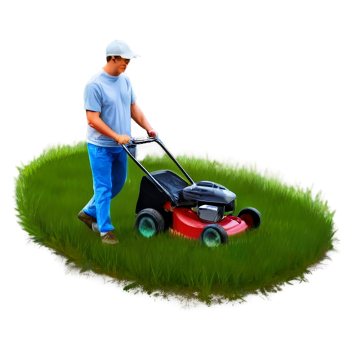 man mows grass - icon | sticker