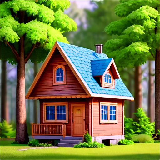 Every happy family can have a house in the forest - icon | sticker