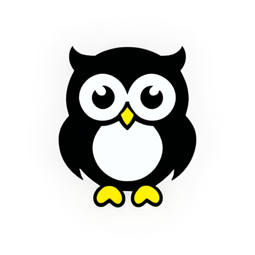 simple, smiling, cute, one-line, owl, 5 colors - icon | sticker