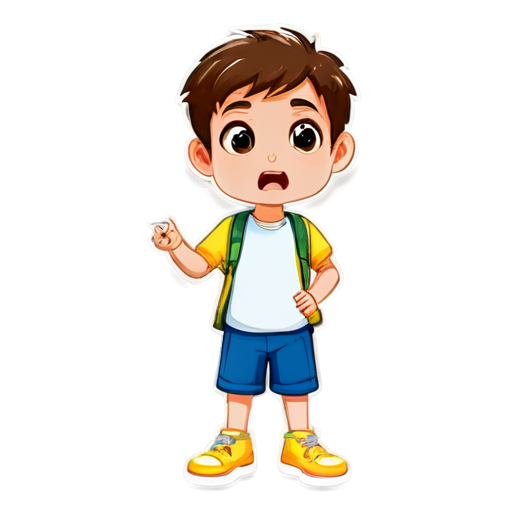 little boy speaking loud, cartoon style, flat - icon | sticker
