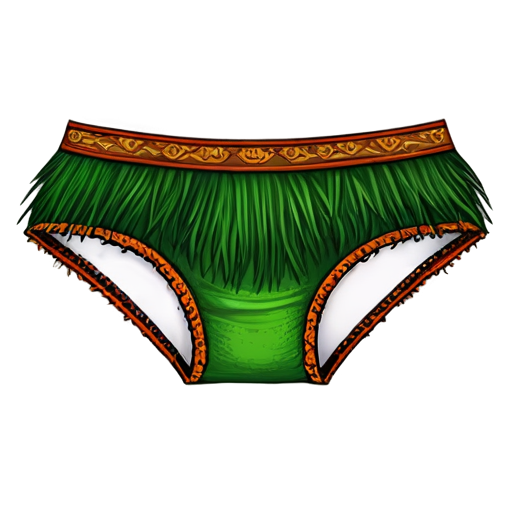 simple poor tribal jungle medieval panties made of grass - icon | sticker