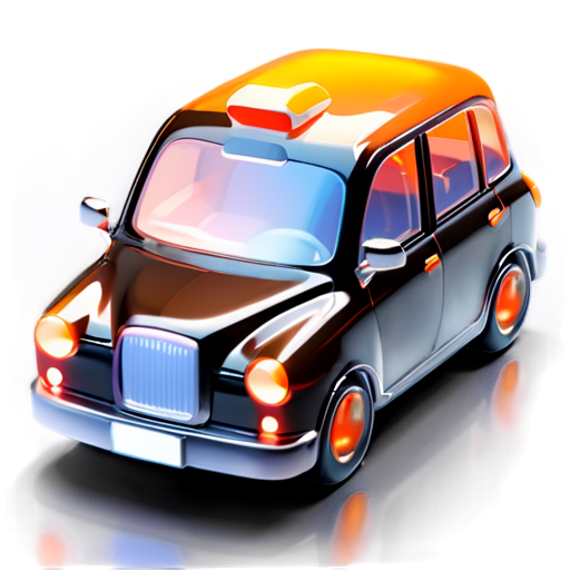 A complex 3D render of an ultra-detailed. taxi icon with orange and black colors. - icon | sticker