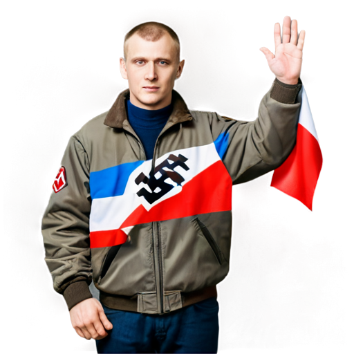 A Russian nazi with swastika flag doing a nazi salute - icon | sticker