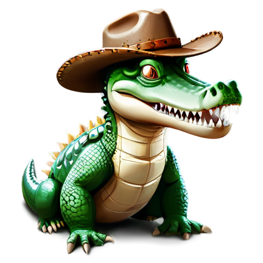 a crocodile with a cowboy cap - icon | sticker