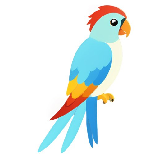 A playful parrot, used as a mascotte for a language learning app - icon | sticker