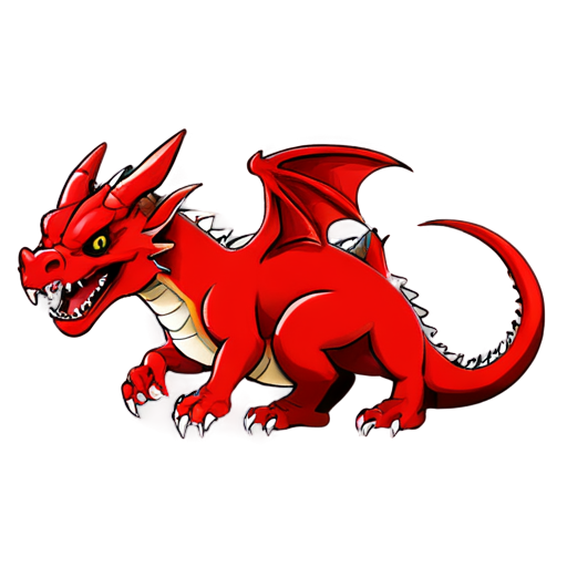 simple design of a red dragon, only the head with open mouth using the dragon breath with transparent background. - icon | sticker