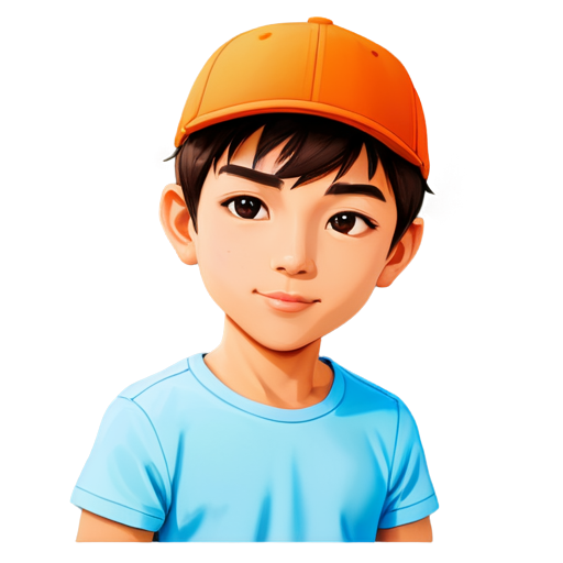 A young guy in an orange cap - icon | sticker