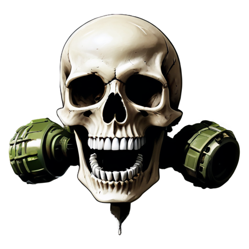 skull with a frag grenade in his teeth - icon | sticker