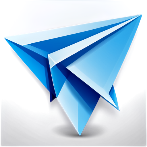 A sleek, modern Telegram icon in light blue and white, where the download arrow is creatively merged with the paper airplane, forming a unified design - icon | sticker