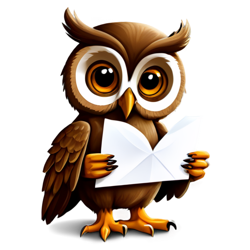 Owl with letter - icon | sticker