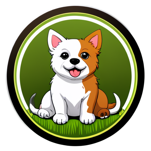 A round logo depicting a dog and a cat, the theme is animal nutrition - icon | sticker